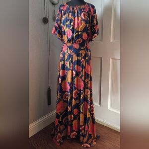 Jaase Navy and Pink Floral Maxi Dress